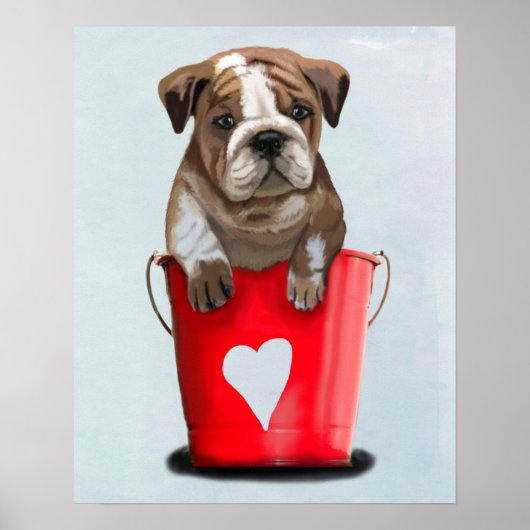 Bulldog Bucket of Love Red Poster (Voorkant)