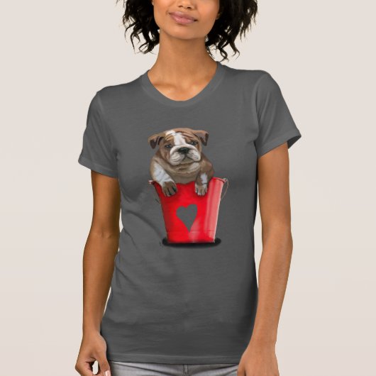 Bulldog Bucket of Love Red T-shirt (Voorkant)