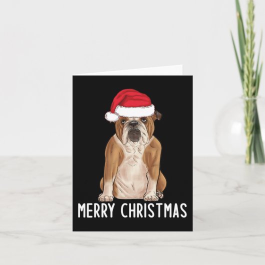 Bulldog Bully Vrolijk Engels Bulldog Kerstmis 1 Kaart (Voorkant)