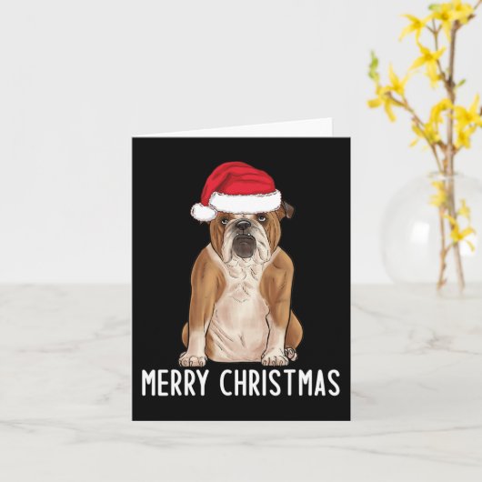 Bulldog Bully Vrolijk Engels Bulldog Kerstmis 1 Kaart (Gele Bloem)