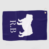 Bulldog Cadeau Ideeën Blauwe Marine Custom Golf Golfhanddoek (Horizontaal)