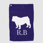 Bulldog Cadeau Ideeën Blauwe Marine Custom Golf Golfhanddoek (Voorkant)
