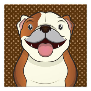 Bulldog Cartoon Paws Foto Afdruk