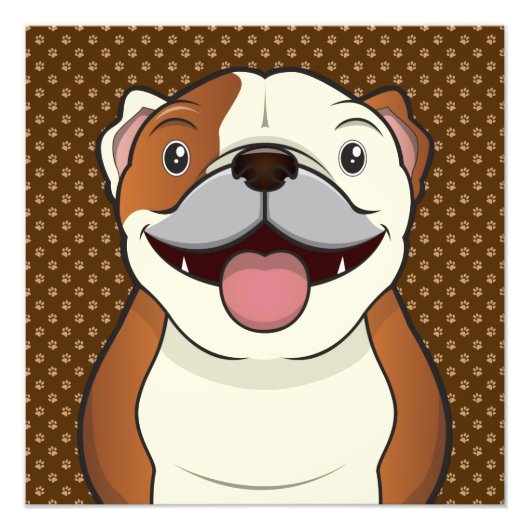 Bulldog Cartoon Paws Foto Afdruk (Voorkant)