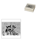 BULLDOG & CAT ROBOTS SCI FI RUBBER STEMPEL (Gestempeld)