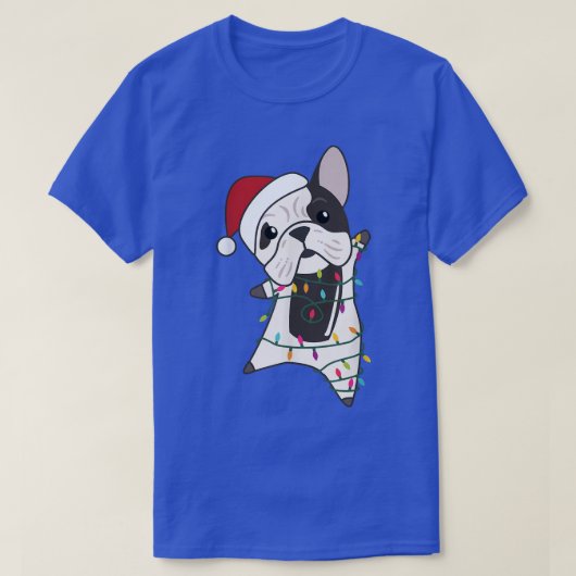 Bulldog Cheerful Kerstmis Fairy Lights Sweet Anim T-shirt (Design voorkant)