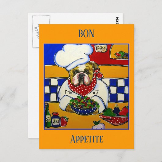 Bulldog Chef Briefkaart (Voorkant / Achterkant)