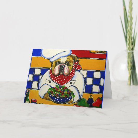 Bulldog Chef Feestdagen Kaart (Voorkant)