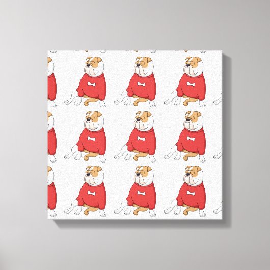 bulldog chillin in trui cartoon canvas afdruk (Voorkant)