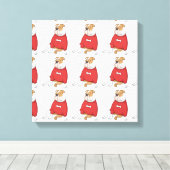 bulldog chillin in trui cartoon canvas afdruk (Insitu (Houten vloer))