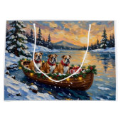 Bulldog Christmas Boat Holiday Groot Cadeauzakje (Voorkant)