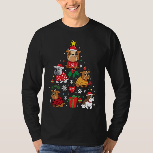Bulldog Christmas Dog Tree   Bulldog T-shirt (Voorkant)