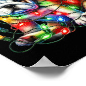 Bulldog Christmas Lights Santa Hat Hondenliefhebbe Poster (Hoek)