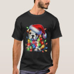 Bulldog Christmas Lights Santa Hat Hondenliefhebbe T-shirt<br><div class="desc">Bulldog Christmas Lights Santa Hat Hondenliefhebber</div>