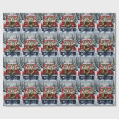 Bulldog Christmas Red Truck Holiday Cadeaupapier (Vlak)