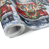 Bulldog Christmas Red Truck Holiday Cadeaupapier (Rol Hoek)