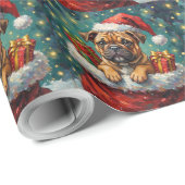Bulldog Christmas Santa Bag Adventure Cadeaupapier (Rol Hoek)
