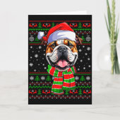 Bulldog Christmas Ugly Sweater Funny Santa Hat Dog Kaart (Voorkant)