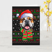 Bulldog Christmas Ugly Sweater Funny Santa Hat Dog Kaart (Gele Bloem)