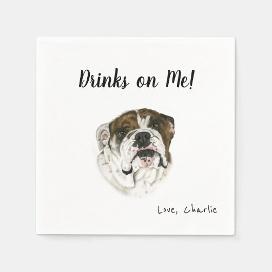 Bulldog Cocktail Napkins Servet (Voorkant)