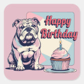 Bulldog Colorful Vierkante Sticker (Voorkant)