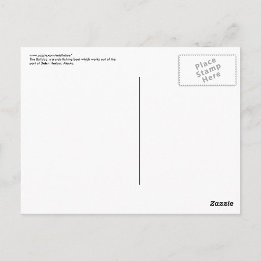 Bulldog, Crab Boat in Dutch Harbour, Alaska Briefkaart (Achterkant)