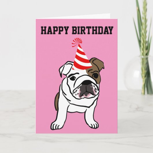 BULLDOG CUTE FUNNY BIRTHDAY KAART (Voorkant)