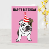 BULLDOG CUTE FUNNY BIRTHDAY KAART (Gele Bloem)
