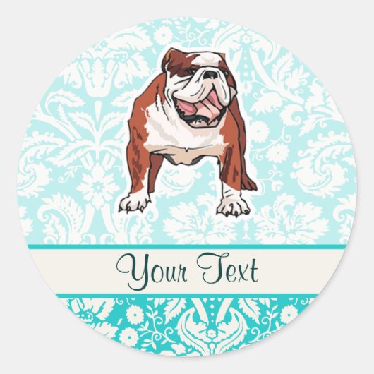 Bulldog; Cute Ronde Sticker (Voorkant)