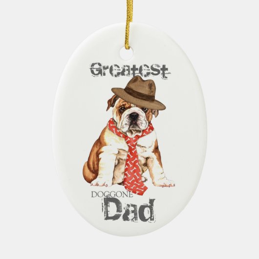 Bulldog Dad Ceramic Ornament (Voorkant)