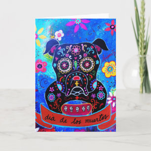 Bulldog Dia de los Muertos Schilderij Kaart