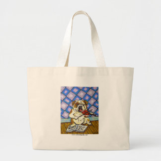 Bulldog die het Violin speelt Grote Tote Bag