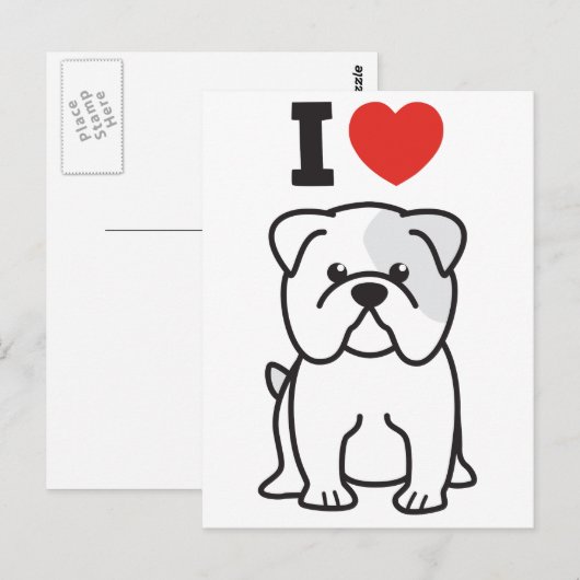 Bulldog Dog Cartoon Briefkaart (Voorkant / Achterkant)