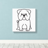 Bulldog Dog Cartoon Canvas Afdruk (Insitu (Houten vloer))