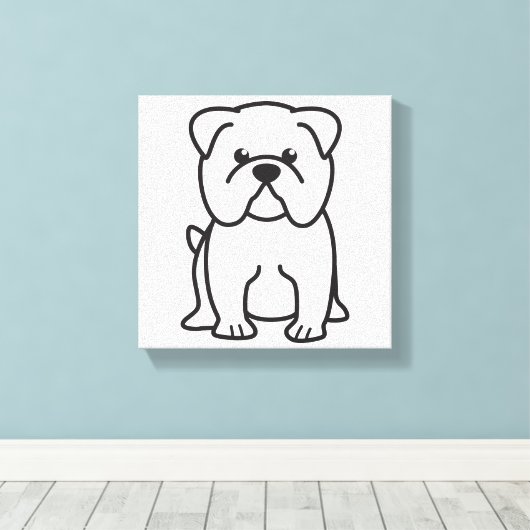 Bulldog Dog Cartoon Canvas Afdruk (Insitu (Houten vloer))