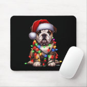 Bulldog Dog Christmas Lights Santa Hat Dog Lover P Muismat (Met muis)