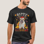 Bulldog Dog Happy Hanksmas Halloween Thanksg T-shirt (Voorkant)