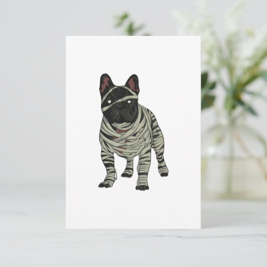 Bulldog Dog Mummy Halloween Costume Dog Lov RSVP Kaartje (Staand voorkant)