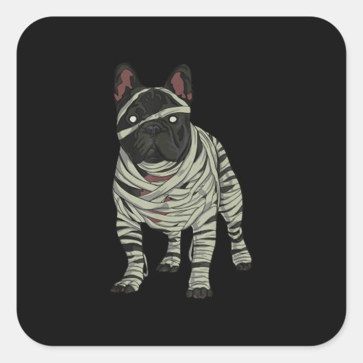 Bulldog Dog Mummy Halloween Costume Dog Lov Vierkante Sticker (Voorkant)