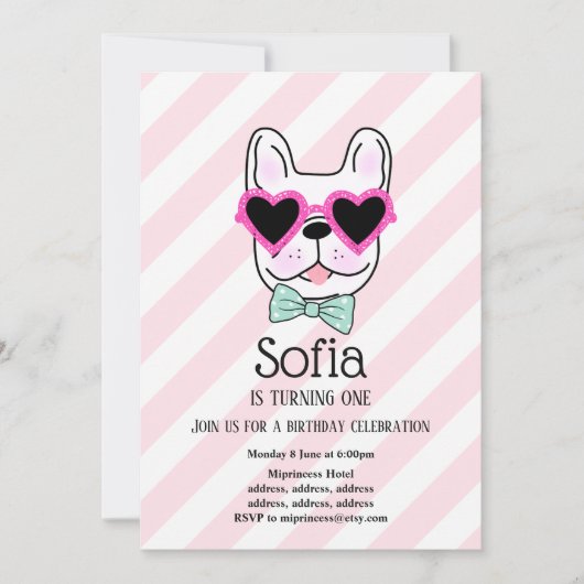 Bulldog, dog, pet verjaardagsfeestdag kaart (Voorkant)