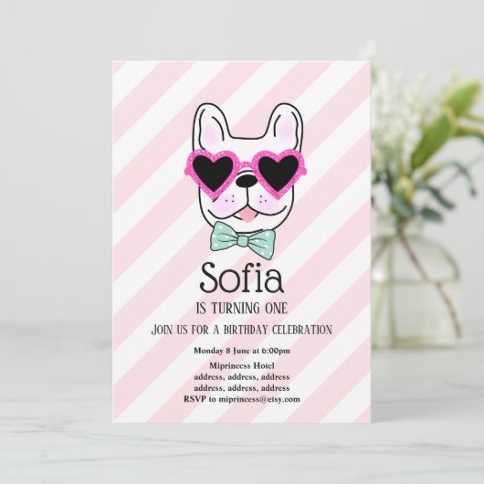 Bulldog, dog, pet verjaardagsfeestdag kaart (Staand voorkant)