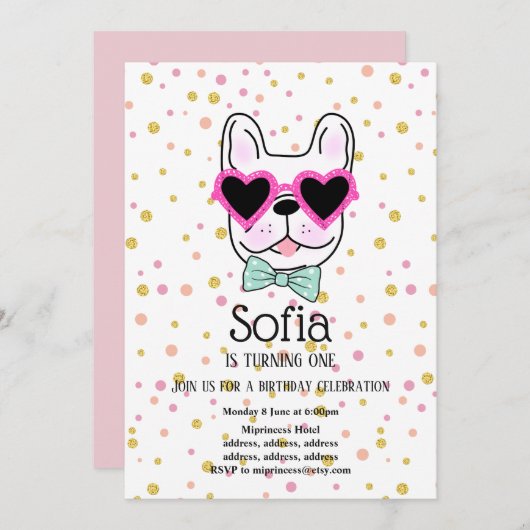 Bulldog, dog, pet verjaardagsfeestdag kaart (Voorkant / Achterkant)