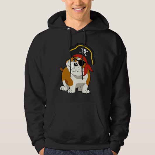 Bulldog Dog Pirate Captain with Skull Easy Hallowe Hoodie (Voorkant)