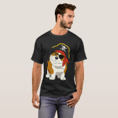 Bulldog Dog Pirate Captain with Skull Easy Hallowe T-shirt (Voorkant volledig)