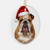 Bulldog Dog Santa Hat Merry Christmas Art Keramisch Ornament (Rechts)