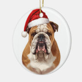 Bulldog Dog Santa Hat Merry Christmas Art Keramisch Ornament (Links)