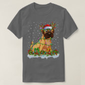 Bulldog Dog Santa Hat Reindeer Kerstlampjes  T-shirt (Design voorkant)