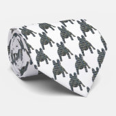 Bulldog Dog Silhouette Yellow & Blue White Stropdas (Opgerold)