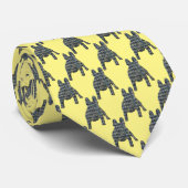 Bulldog Dog Silhouette Yellow & Blue Yellow Stropdas (Opgerold)