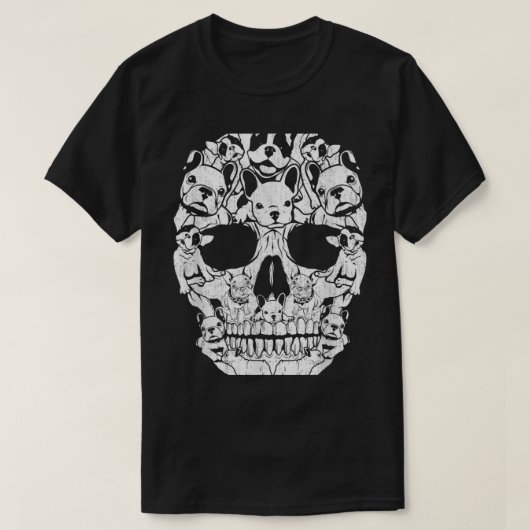 Bulldog Dog Skull Halloween Costumes Gift T-shirt (Design voorkant)